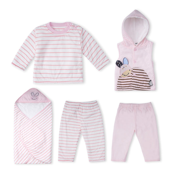 5pcs Baby Warm Gift Set Pink Stripes - Sunshine