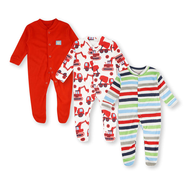 Baby Sleepsuit With Attached Socks Red - Sunshine