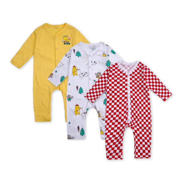Baby 3pcs Sleepsuit Check Red