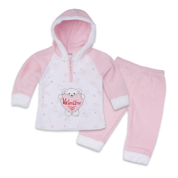 Baby Woolen Hoodie & Pajama Set Bear Pink - Sunshine