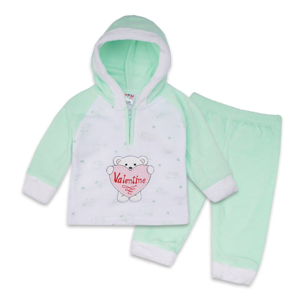 Baby Woolen Hoodie & Pajama Set Bear Green - Sunshine