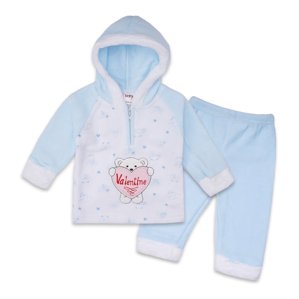 Baby Woolen Hoodie & Pajama Set Bear Blue - Sunshine