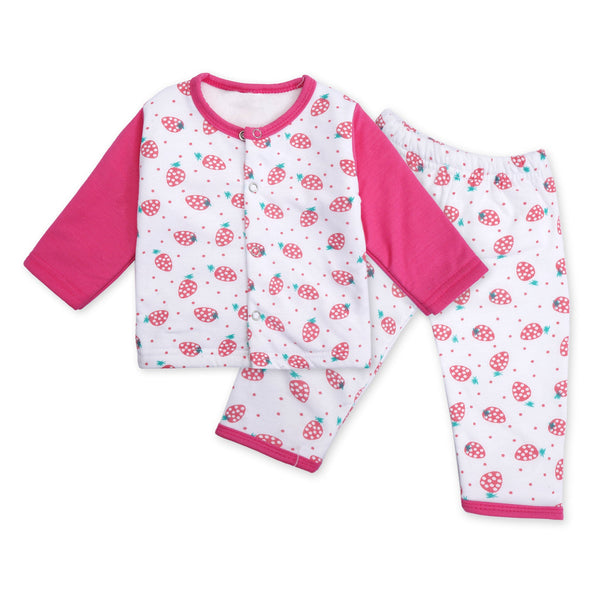 Baby Sleepsuit Fleece Pink Strawberry - Sunshine