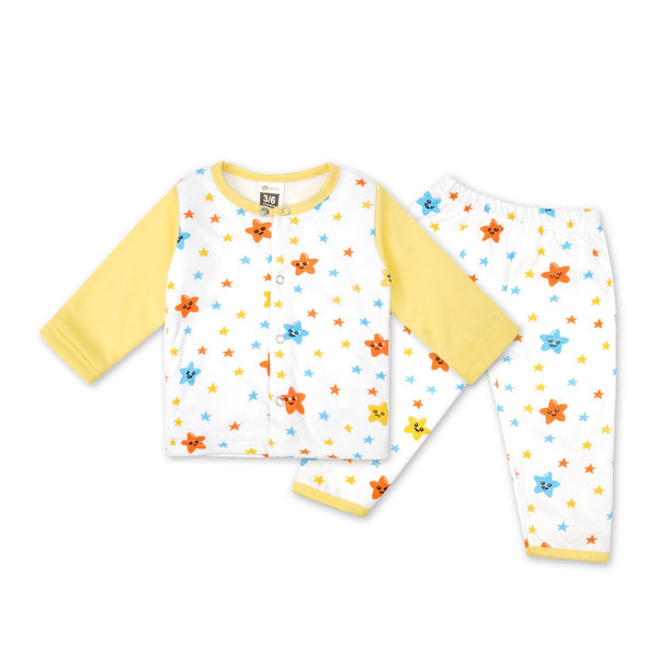 Baby Sleepsuit Fleece Stars Multi Colors - Sunshine