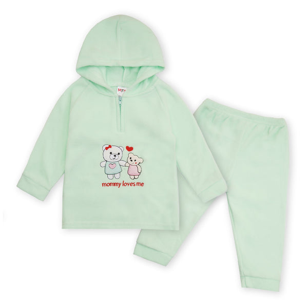 Baby Hooded Fleece Pajama Set Bear Green - Sunshine