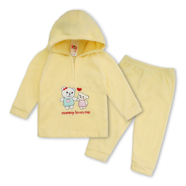 Baby Hooded Fleece Pajama Set Bear Yellow - Sunshine
