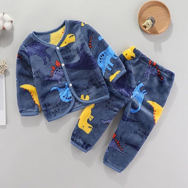 Baby Fleece Pajama Set Animal Navy Blue - Sunshine