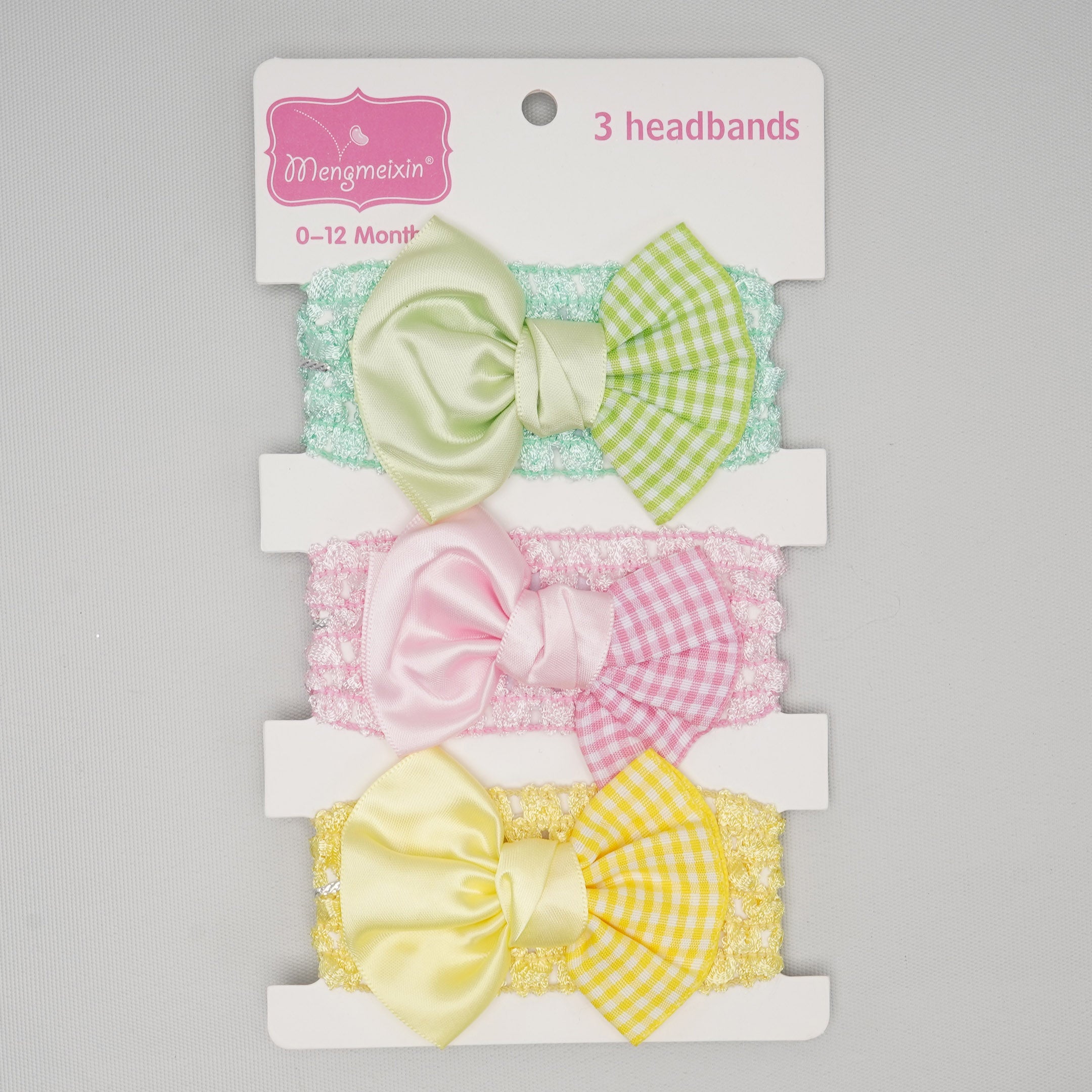 Baby Headbands Pack Of 3 Check Bow Green Sunshine Baby