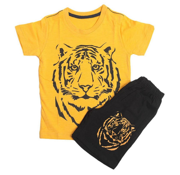 Kids T-Shirt & Short Set Printed Lion Yellow - Sunshine