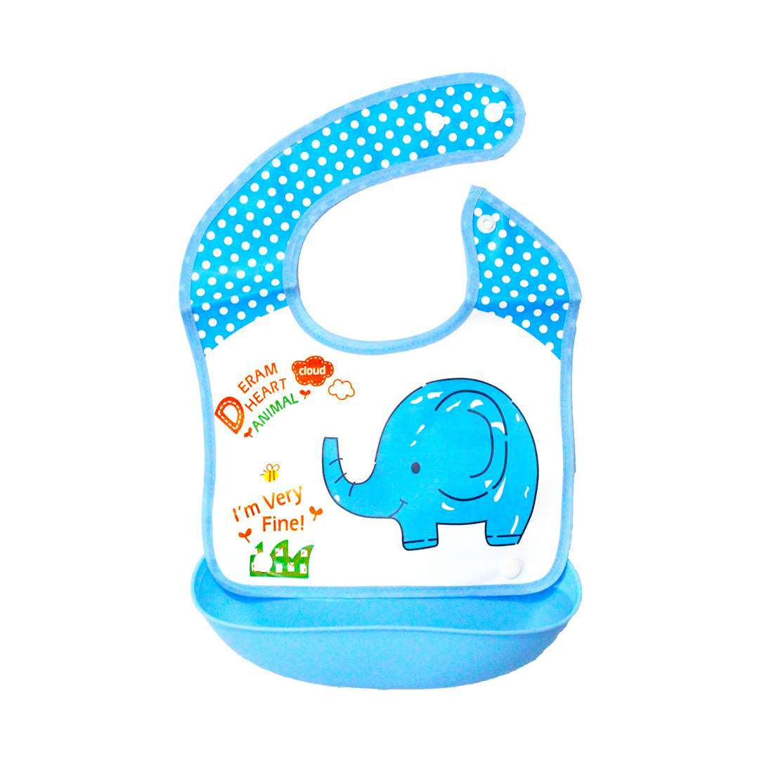 Waterproof Baby Bib With Detachable Lid Elephant Blue Sunshine Baby