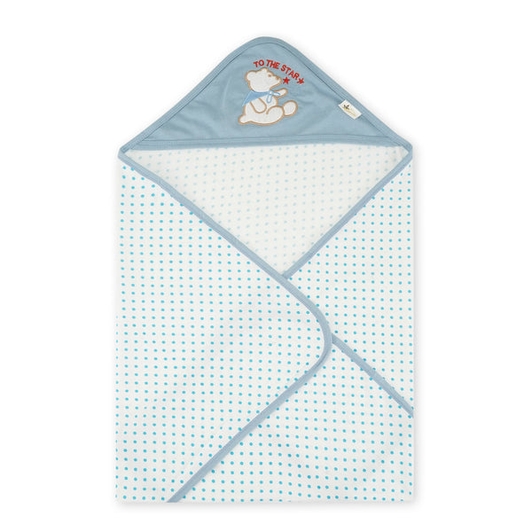 Baby Hooded Wrapping Sheet Polka Dots Blue - Sunshine