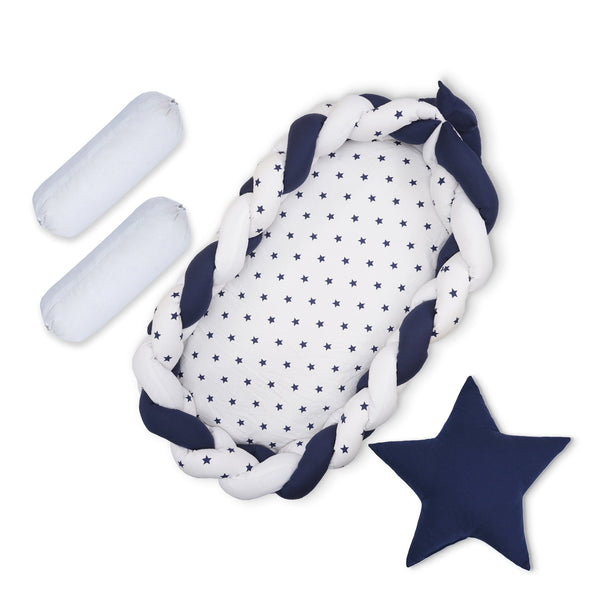 Baby Sleeping Basket Star Navy Blue & White - Sunshine