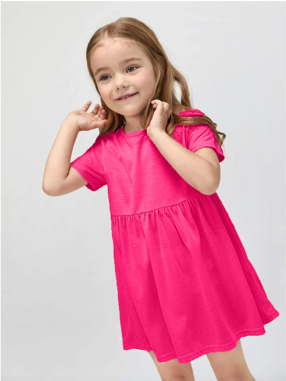 Oolaa Girls Frock Plain Pink Baby