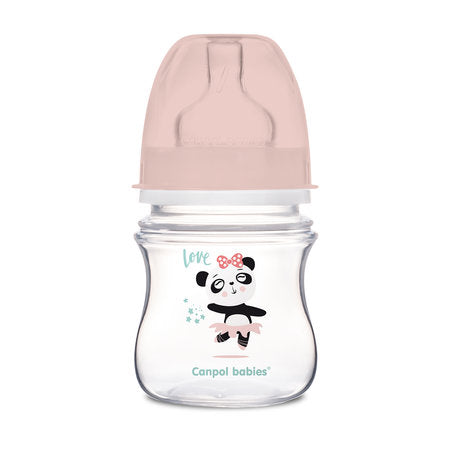Canpol Babies Anti-Colic Wide Neck Bottle 120Ml Pp Easy Start Exotic Animals Pink