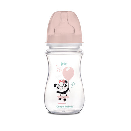 Canpol Babies Anti-Colic Wide Neck Bottle 240Ml Pp Easy Start Exotic Animals Pink