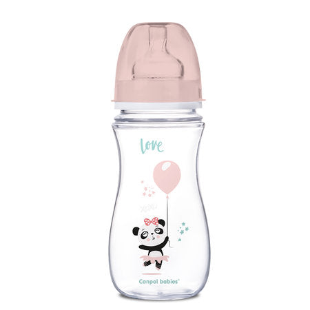 CANPOL BABIES ANTI-COLIC WIDE NECK BOTTLE 300ML PP EASY START EXOTIC ANIMALS PINK