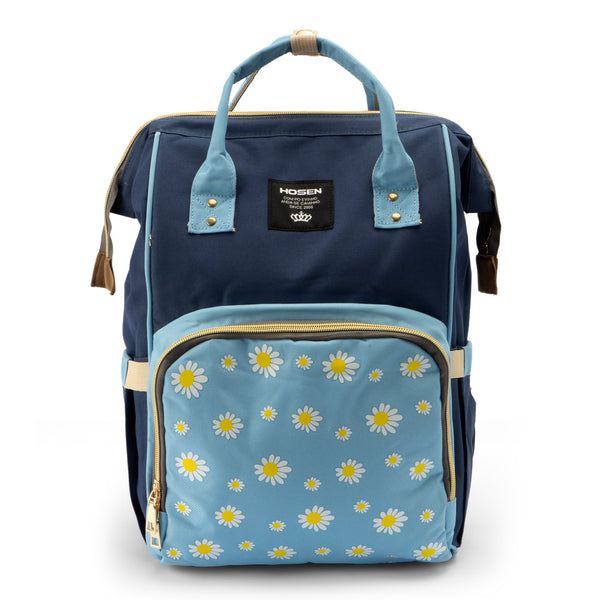 Baby Diaper Bag (Waterproof) Flower Navy Blue - Sunshine