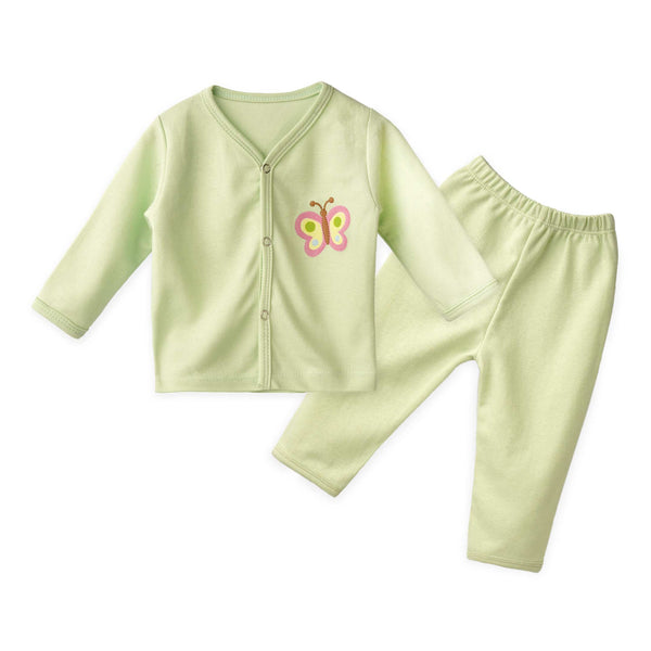 Oolaa Baby Full Sleeve Pajama Suit Set Butterfly Light Green