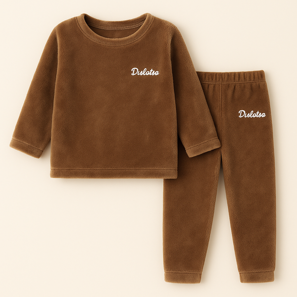 Kids Fleece Pajama Set Brown - Sunshine