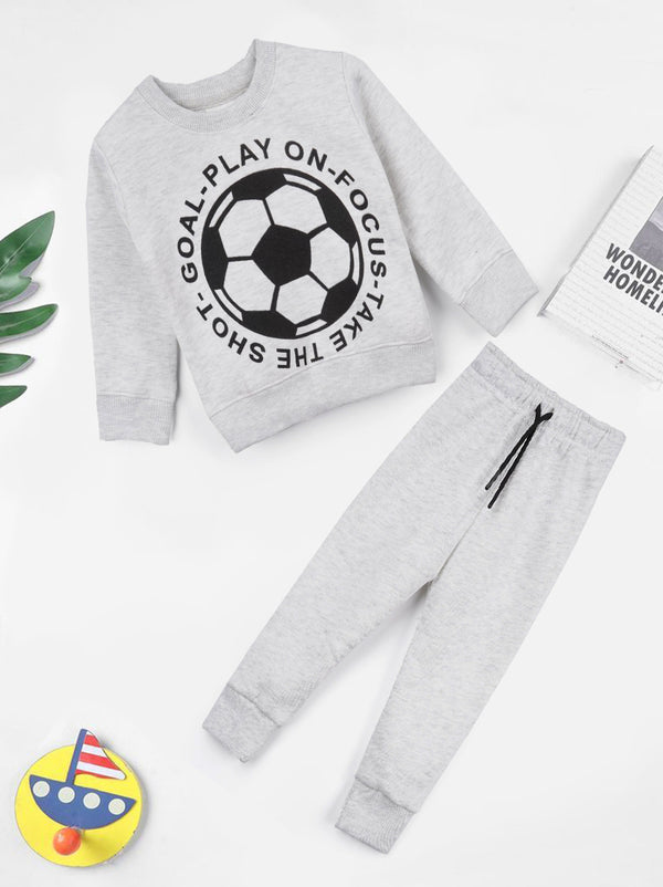 Kids Printed Tracksuit Football Grey - Mini Charm