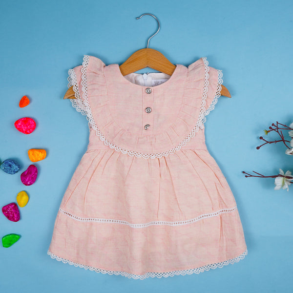 Girls Cotton Frock Peach - Mini Charm