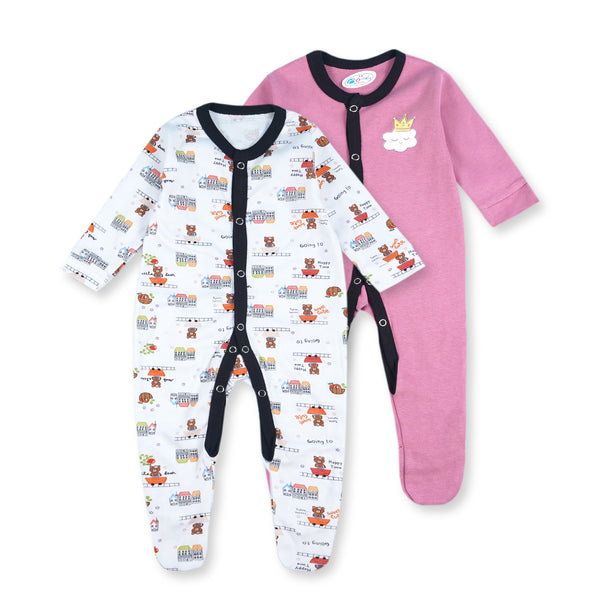 Baby Full Body Romper With Attached Socks Pack Of 2 Cloud Peach - Sunshine