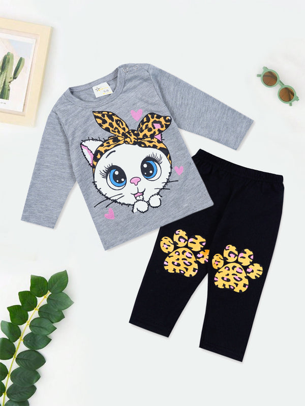 Baby Winter Pajama Set Kitty Grey - Sunshine