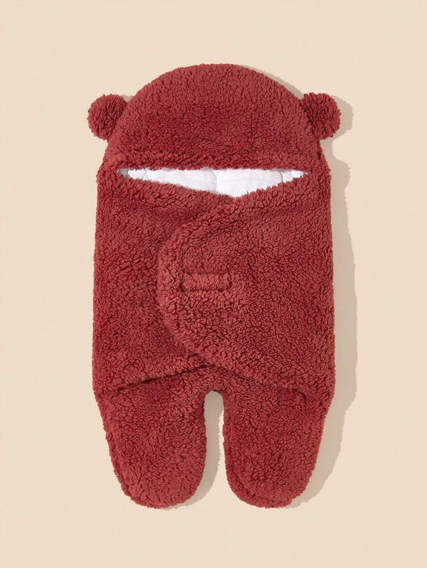 Baby Warm Fleece Swaddle Bear Maroon - Sunshine