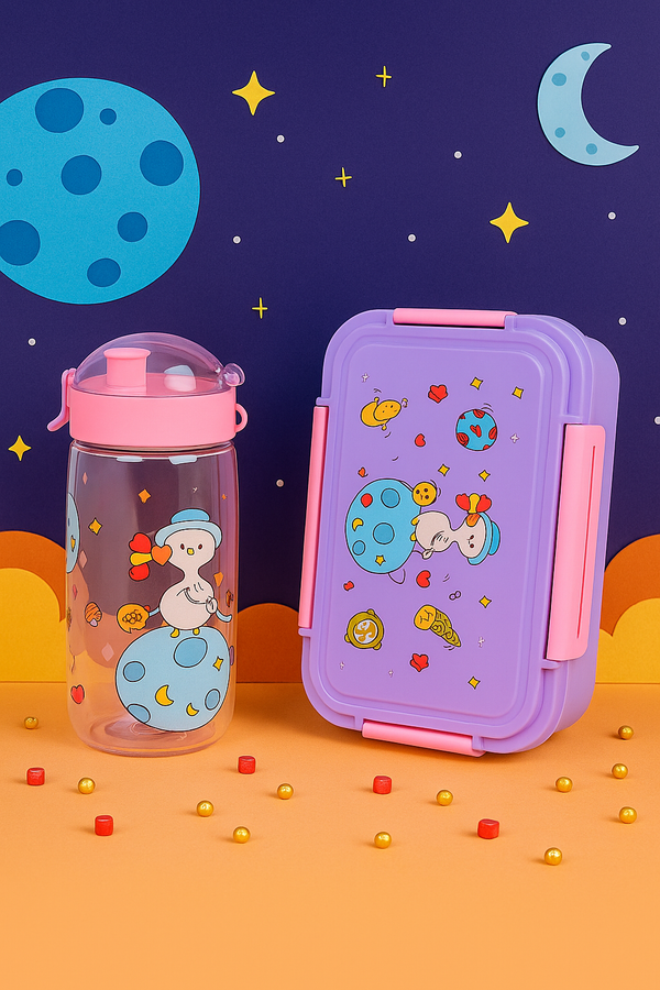 Kids Lunch Box & Water Bottle Set Duck Purple - Sunshine