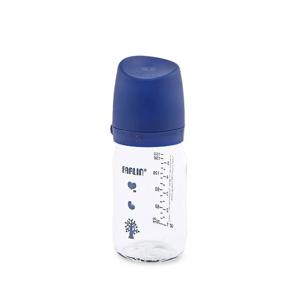 Farlin Wide Neck Glass Feeding Bottle 160Ml – Blue