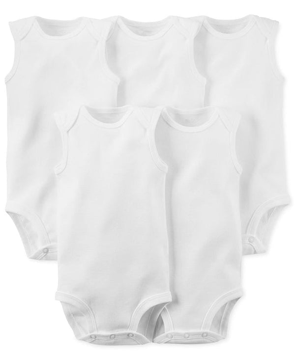 SUNSHINE BODY SUIT SLEEVE LESS WHITE  PACK PACK OF 5 18-24M