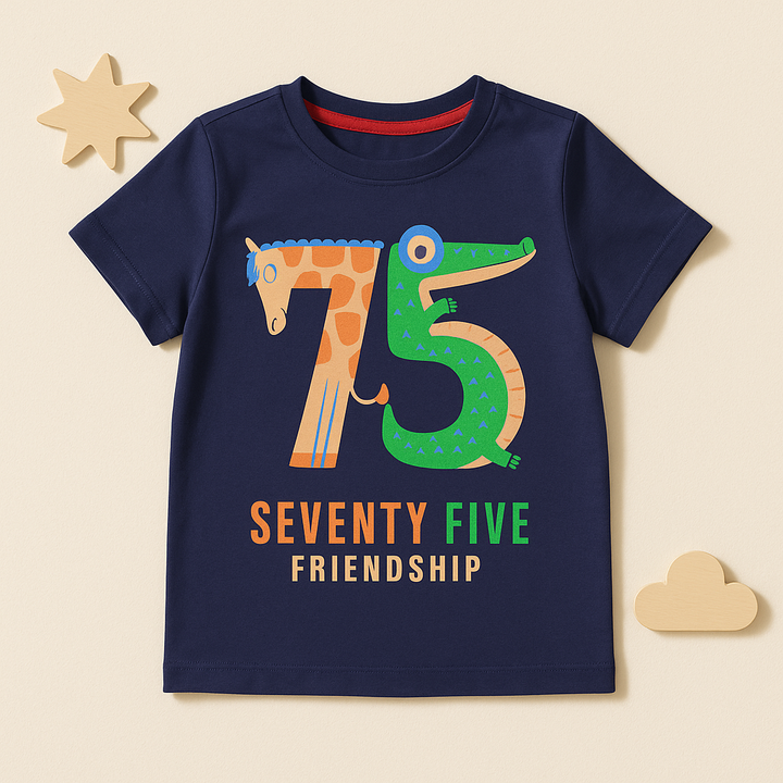 FINERY KIDS COTTON T SHIRT 75 FRIENDSHIP NAVY BLUE 11-12Y
