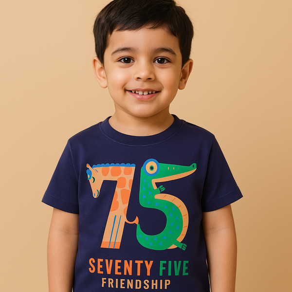 FINERY KIDS COTTON T SHIRT 75 FRIENDSHIP NAVY BLUE 11-12Y
