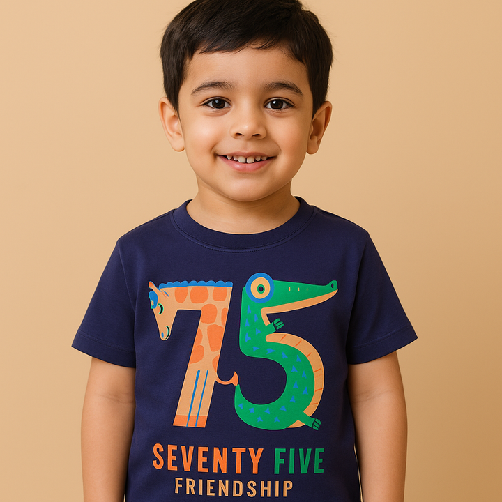 FINERY KIDS COTTON T SHIRT 75 FRIENDSHIP NAVY BLUE 11-12Y