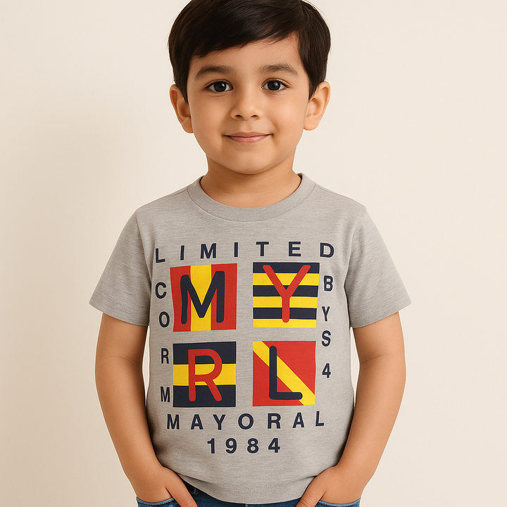 FINERY KIDS COTTON T SHIRT COOL BOYS GREY 11-12Y