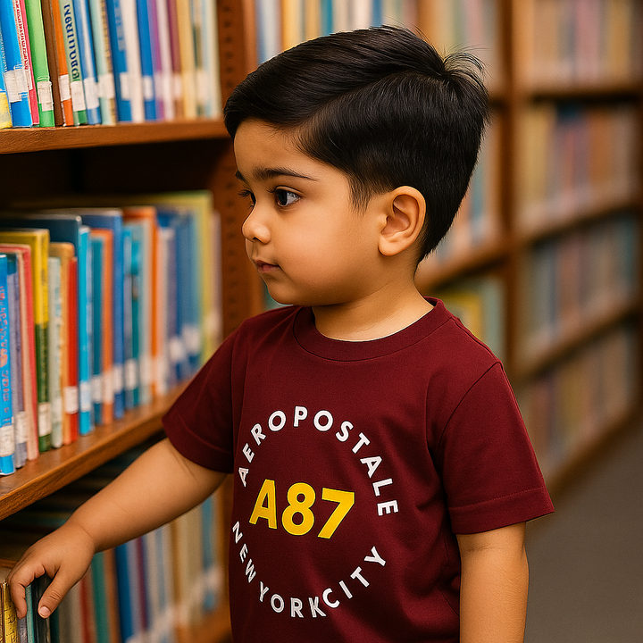 FINERY KIDS COTTON T SHIRT NEW YORK CITY MAROON 11-12Y