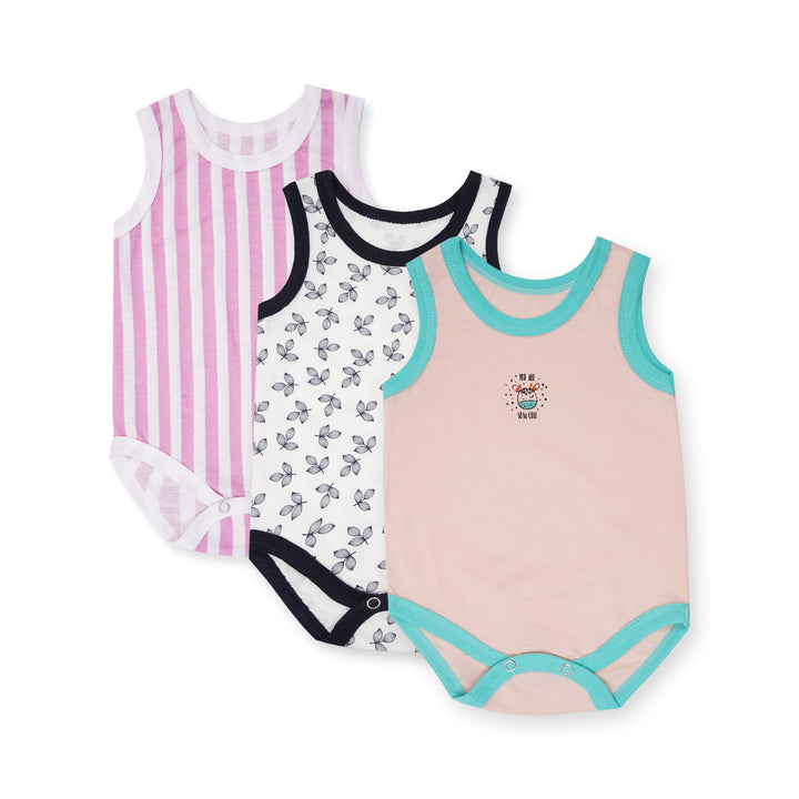 MINI CHARM KIDS BODY SUIT SLEEVELESS PACK OF 3 COW PINK  2-3Y