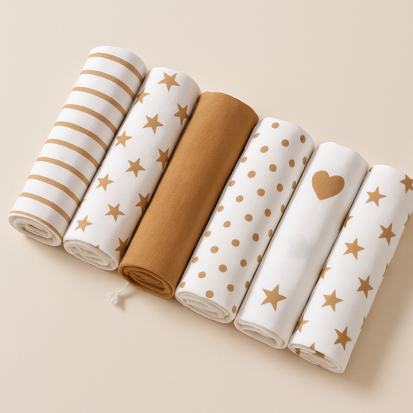 6Pcs Baby Washcloths Brown - Sunshine