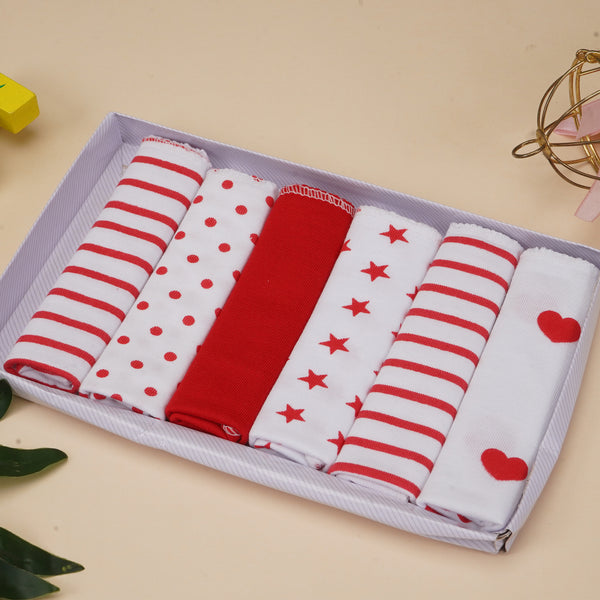 6Pcs Baby Washcloths Star Red & White - Sunshine