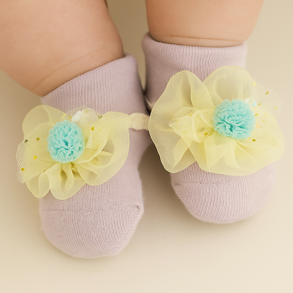 Little Sparks Baby Fancy Girl Booties Flower Purple(0-6 Months)