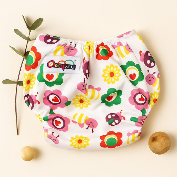 Baby Reusable Nappy Printed Flowers - Sunshine