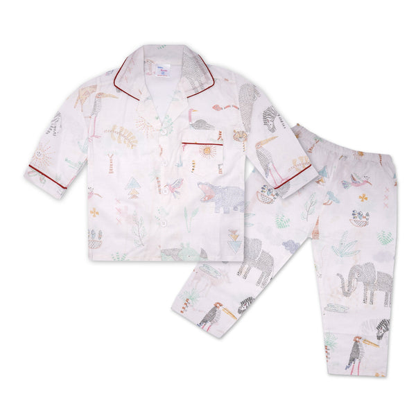 Careone Baby Night Suit White Plants