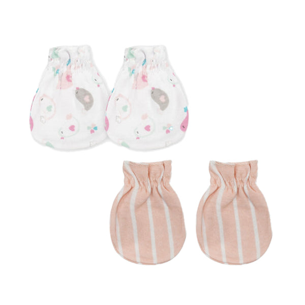 LITTLE SPARKS BABY MITTENS SET PACK OF 2 WHITE SPARROWS