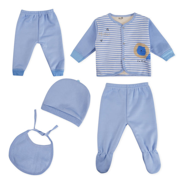 Little Star Baby Warm Gift Set Stripes Lion Blue (6-9 Months)