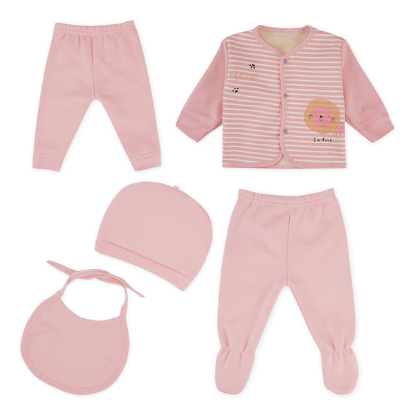 Little Star Baby Warm Gift Set Stripes Lion Pink (6-9 Months)