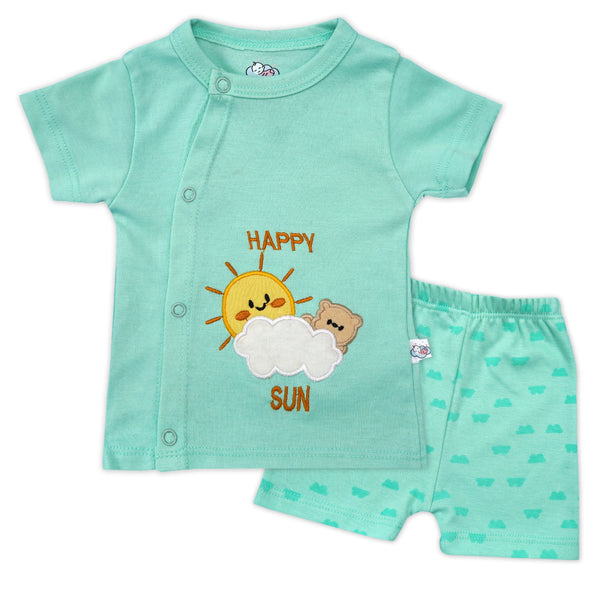 LITTLE STAR BABY SHORT & SHIRT SUN SEA GREEN 3-6