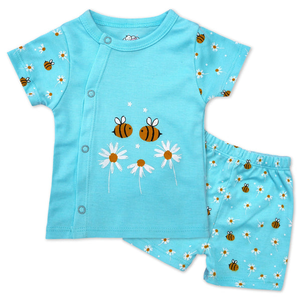 LITTLE STAR BABY SHORT & SHIRT HONEY BEE SKY BLUE 3-6