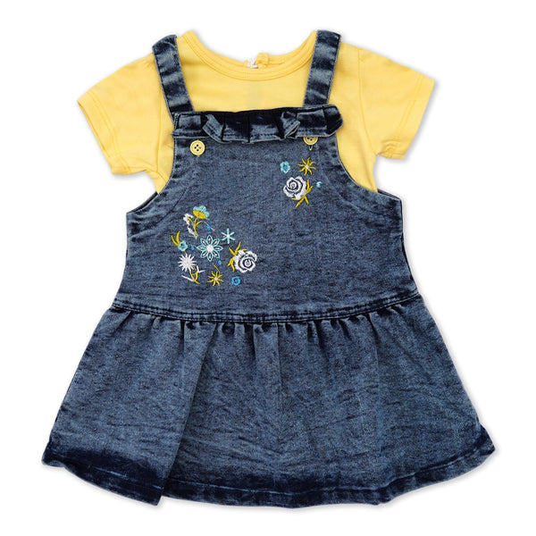 LITTLE STAR GIRLS DUNGAREE ROSE YELLOW 3 Y