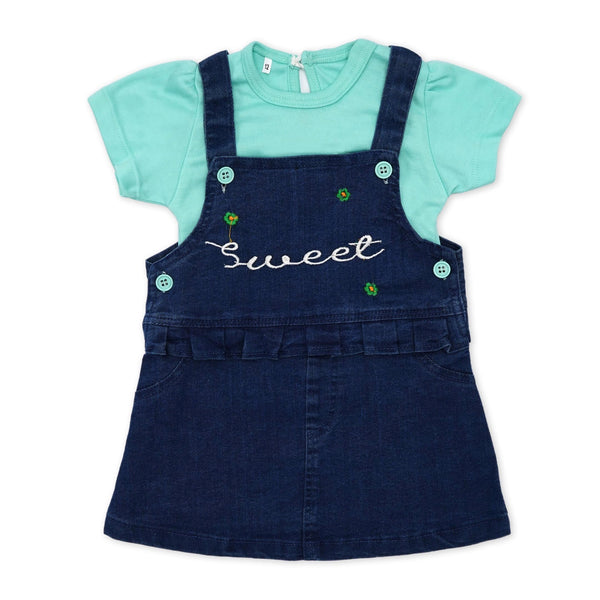 LITTLE STAR GIRLS DUNGAREE SWEET SEA GREEN NO.13 3 Y