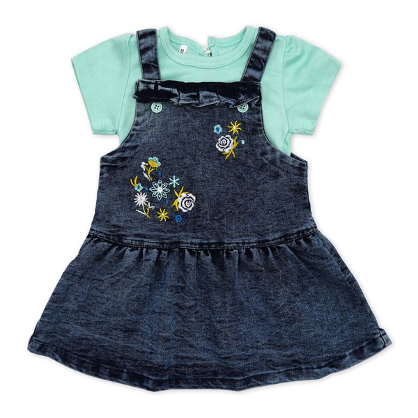 LITTLE STAR GIRLS DUNGAREE ROSE SEA GREEN 3 Y